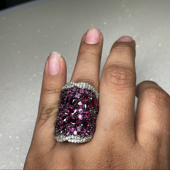 Burgundy stone silver ring - Picture 5 of 5